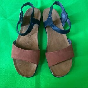 Naot Black and Brown Leather Sandals
